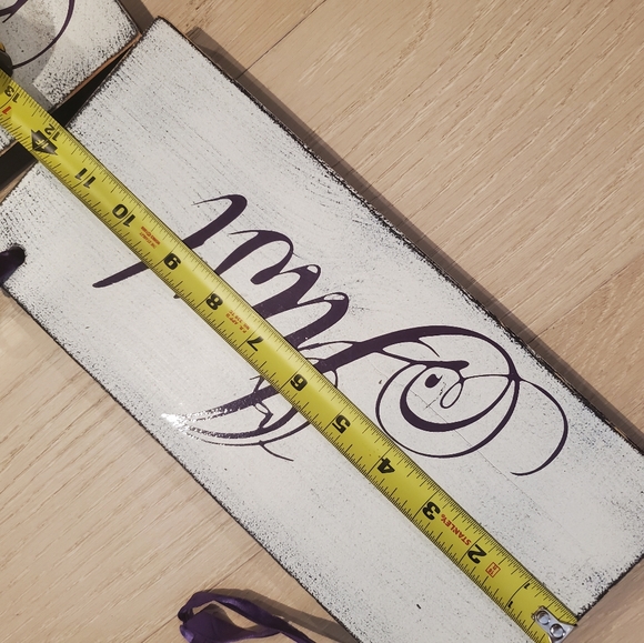 Handmade Wooden Purple Reversible Just Married Mr. Mrs. Wooden Signs - Picture 8 of 9